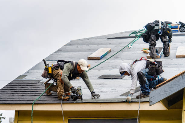 Professional Gutter Installation technician working in Utica, IN